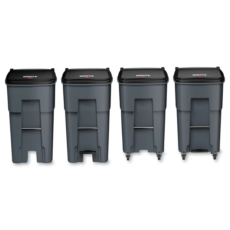 Rubbermaid Commercial 65 Gallon Square Polyethylene Brute Rollout Heavy-Duty Waste Container - Gray