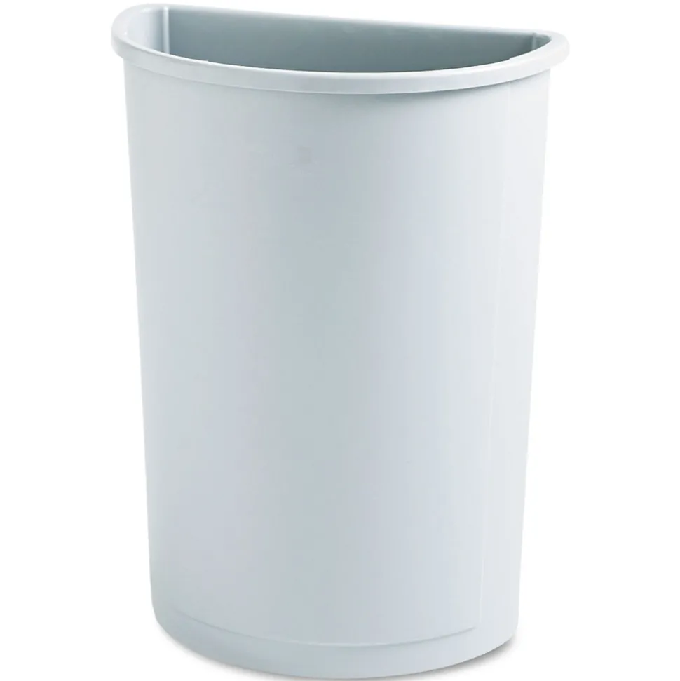 Rubbermaid Commercial 21 Gallon Plastic Half-Round Untouchable Waste Container - Gray