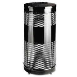 Rubbermaid Commercial 25 gal. Classics Perforated Steel Open Top Receptacle - Black