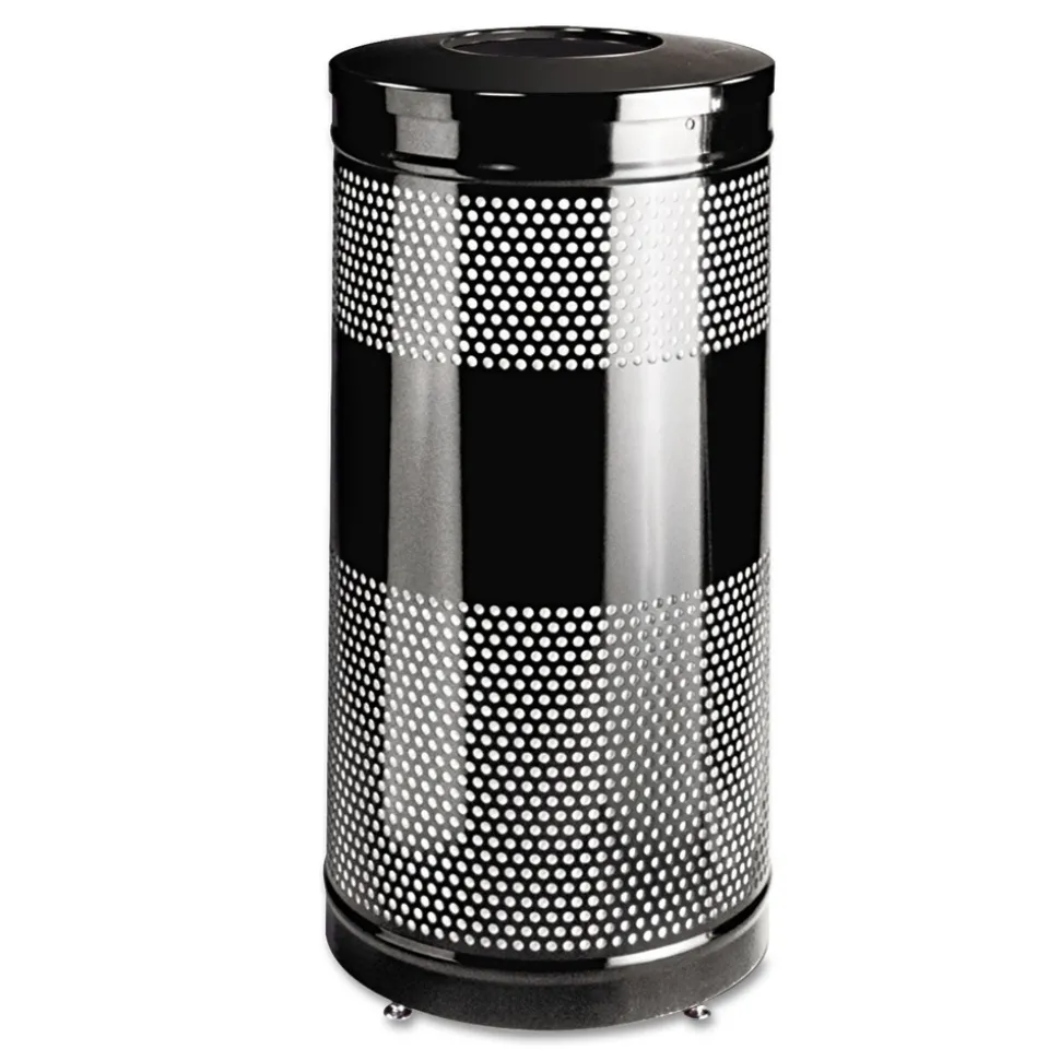 Rubbermaid Commercial 25 gal. Classics Perforated Steel Open Top Receptacle - Black