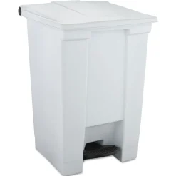 Rubbermaid Commercial 12 Gallon Indoor Utility Step-On Plastic Waste Container - White