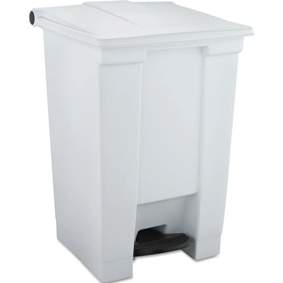 Rubbermaid Commercial 12 Gallon Indoor Utility Step-On Plastic Waste Container - White