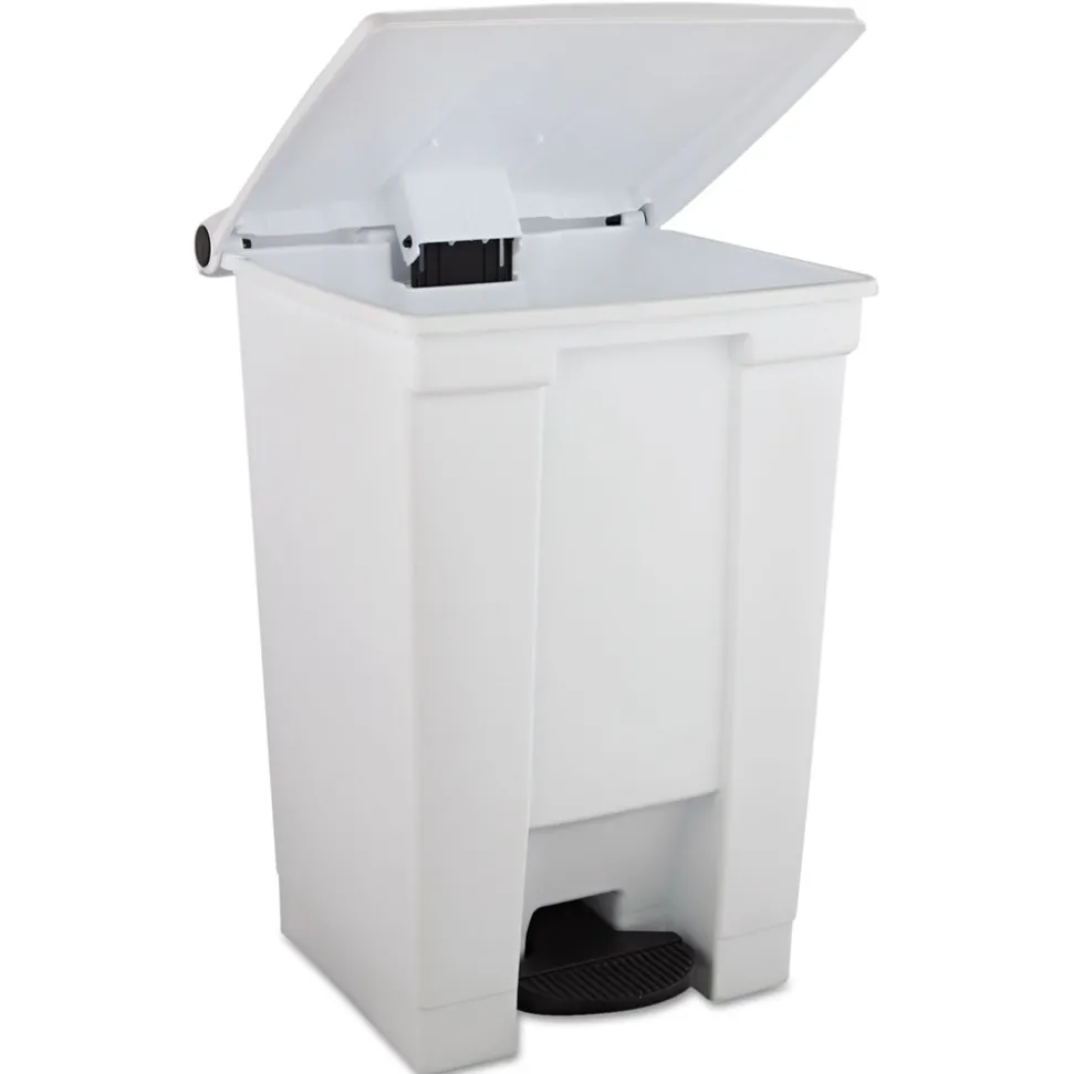 Rubbermaid Commercial 12 Gallon Indoor Utility Step-On Plastic Waste Container - White