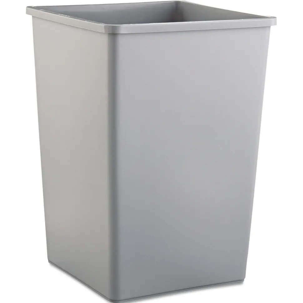 Rubbermaid Commercial 35 gal. Plastic Untouchable Square Waste Receptacle - Gray