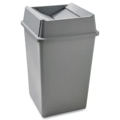 Rubbermaid Commercial 35 gal. Plastic Untouchable Square Waste Receptacle - Gray