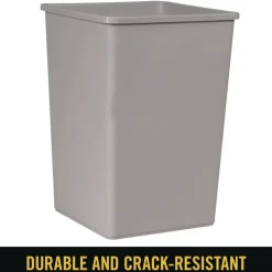 Rubbermaid Commercial 35 gal. Plastic Untouchable Square Waste Receptacle - Gray