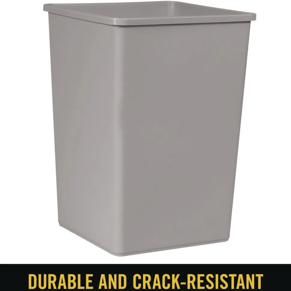 Rubbermaid Commercial 35 gal. Plastic Untouchable Square Waste Receptacle - Gray