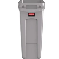 Rubbermaid Commercial 15.875 Gallon Rectangular Plastic Slim Jim Waste Container with handles - Light Gray