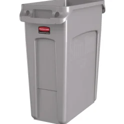 Rubbermaid Commercial 15.875 Gallon Rectangular Plastic Slim Jim Waste Container with handles - Light Gray