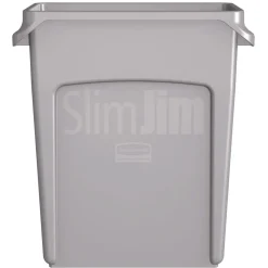 Rubbermaid Commercial 15.875 Gallon Rectangular Plastic Slim Jim Waste Container with handles - Light Gray