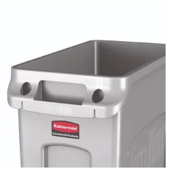Rubbermaid Commercial 15.875 Gallon Rectangular Plastic Slim Jim Waste Container with handles - Light Gray