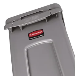 Rubbermaid Commercial 15.875 Gallon Rectangular Plastic Slim Jim Waste Container with handles - Light Gray