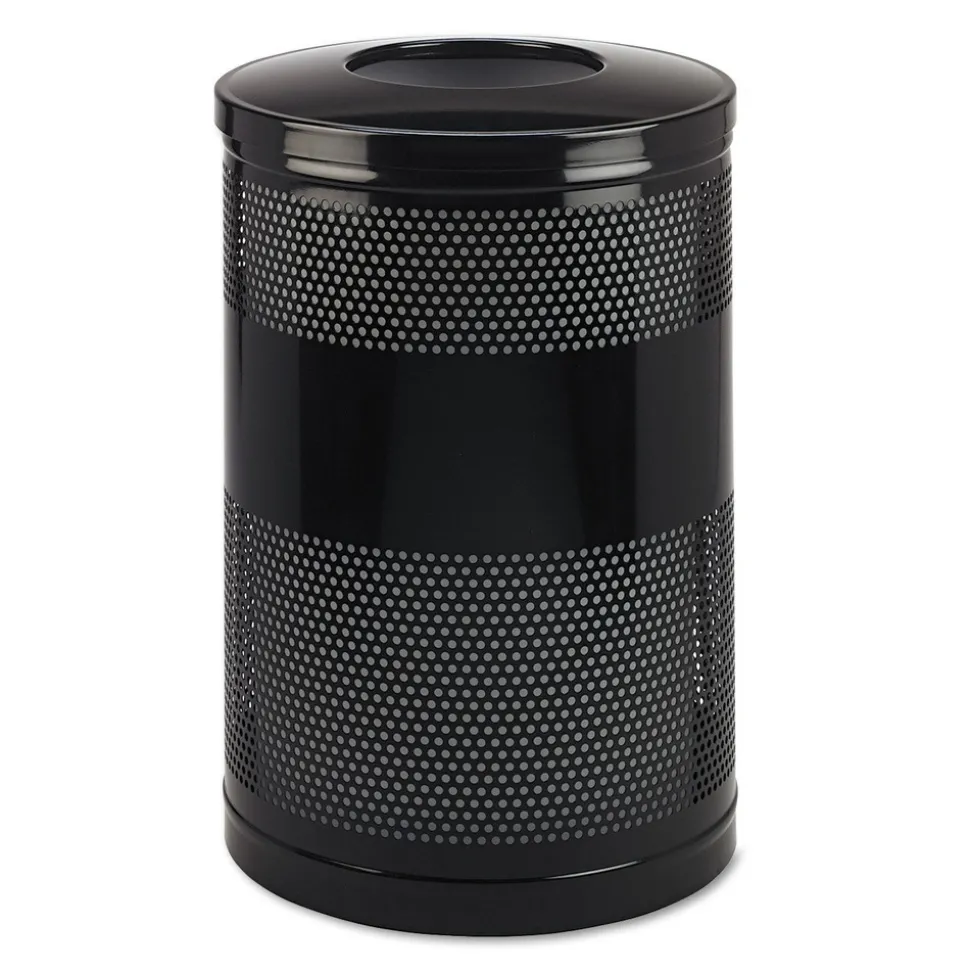 Rubbermaid Commercial 51 gal. Classics Perforated Steel Open Top Receptacle - Black