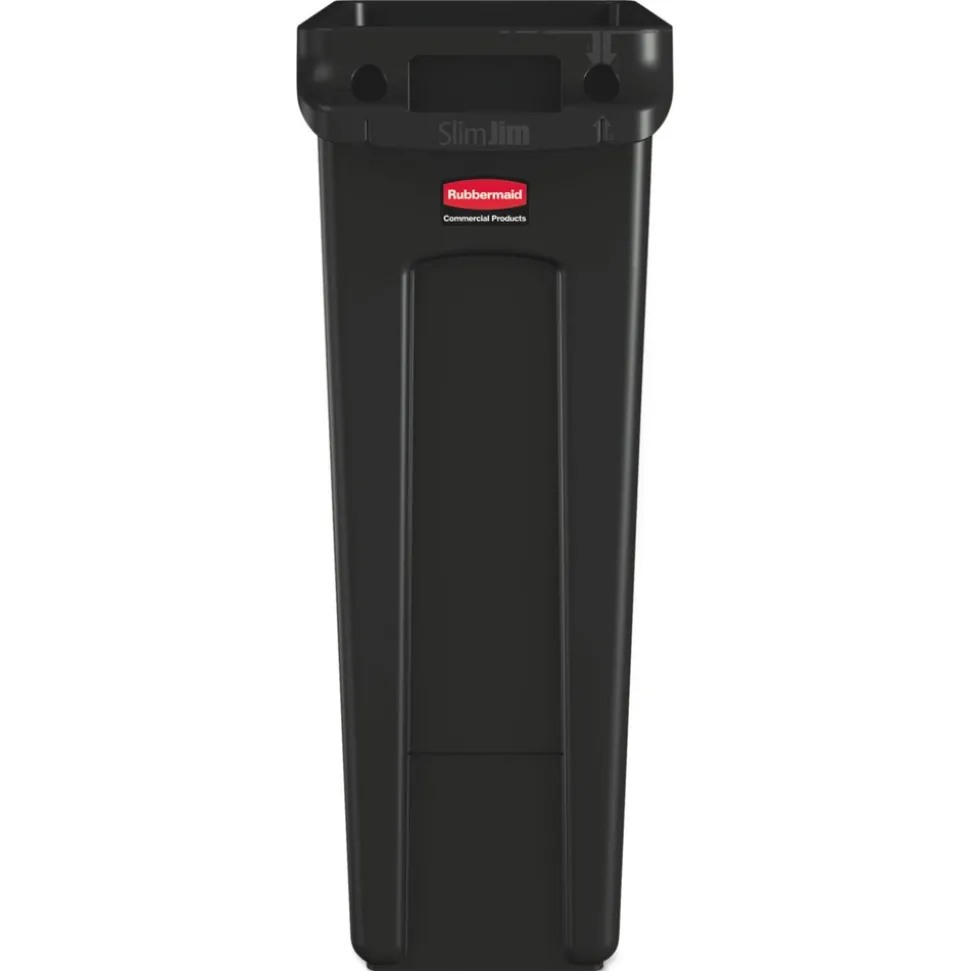Rubbermaid Commercial 23 Gallon Rectangular Plastic Slim Jim Receptacle W/venting Channels - Black