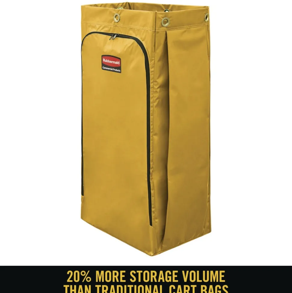 Rubbermaid Commercial 34 Gallon 17.5 in. x 33 in. Vinyl Cleaning Cart Bag - Yellow