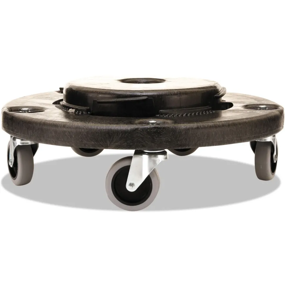 Rubbermaid Commercial 18 in. x 6.63 in. 250 lbs. Capacity Brute Round Twist On/Off Dolly - Black