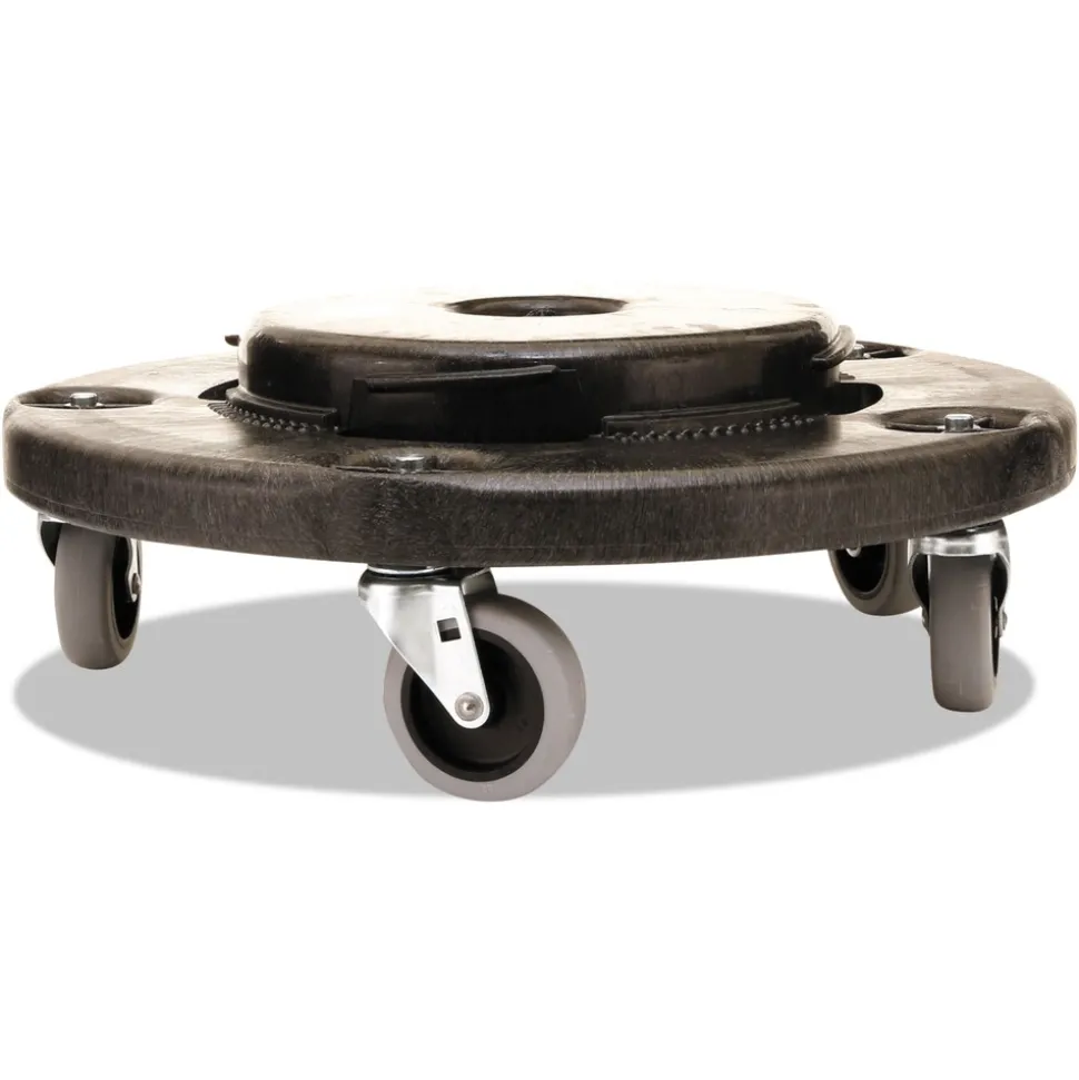 Rubbermaid Commercial 18 in. x 6.63 in. 250 lbs. Capacity Brute Round Twist On/Off Dolly - Black