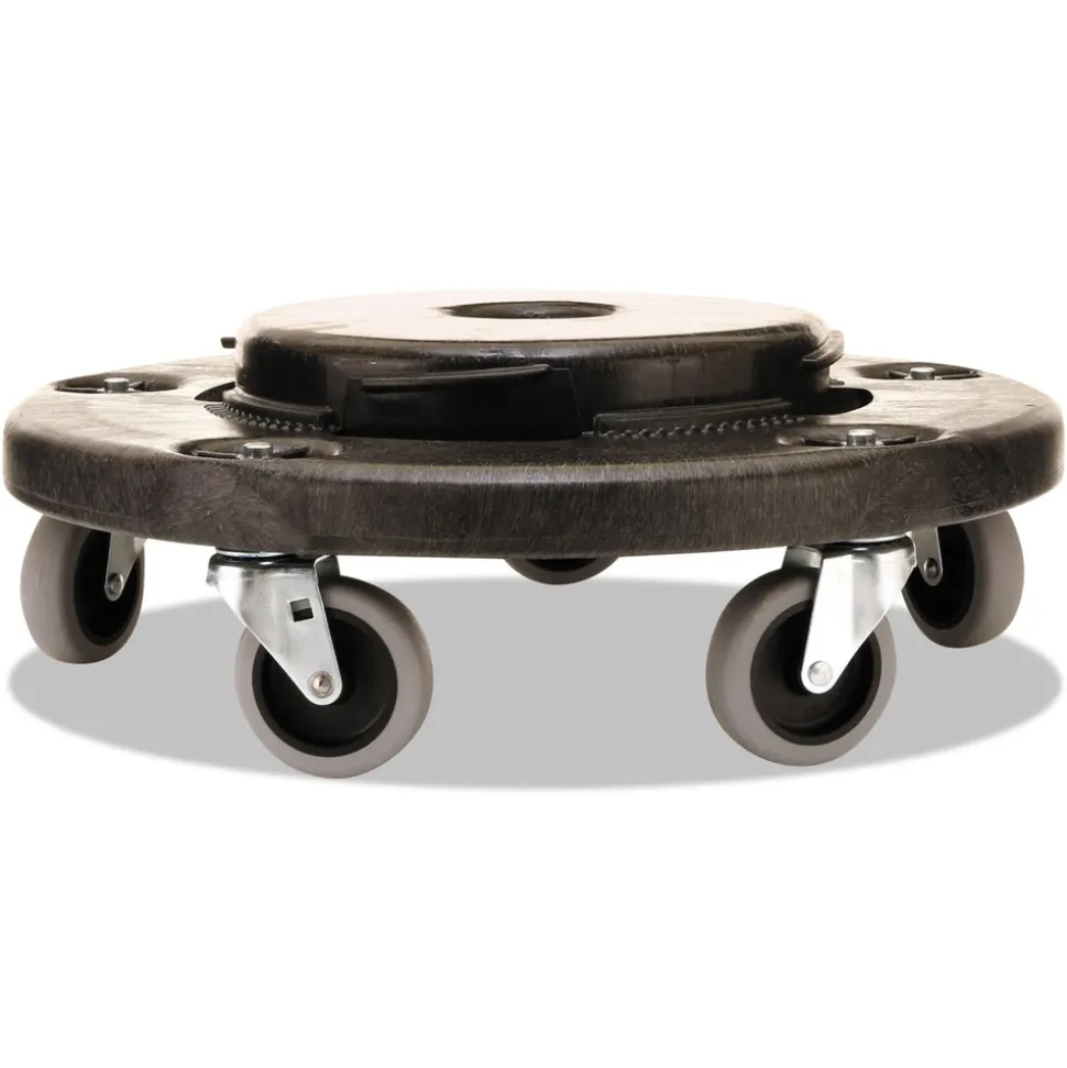 Rubbermaid Commercial 18 in. x 6.63 in. 250 lbs. Capacity Brute Round Twist On/Off Dolly - Black