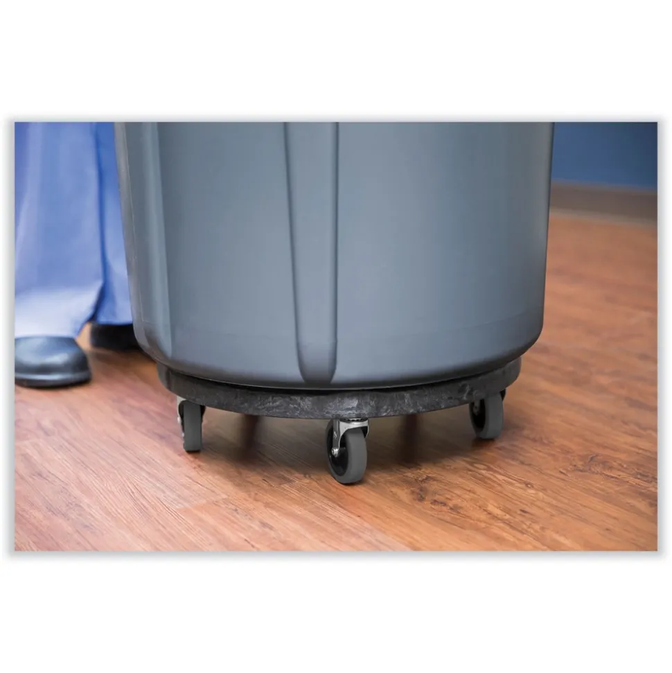 Rubbermaid Commercial 18 in. x 6.63 in. 250 lbs. Capacity Brute Round Twist On/Off Dolly - Black