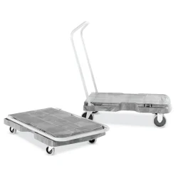 Rubbermaid Commercial 20.5 in. x 32.5 in. x 35 in. 500 lbs. Capacity Triple Trolley Platform Truck with Angled-Loop Handle - Black