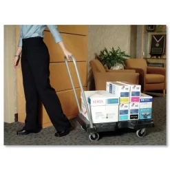 Rubbermaid Commercial 20.5 in. x 32.5 in. x 35 in. 500 lbs. Capacity Triple Trolley Platform Truck with Angled-Loop Handle - Black