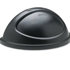 Rubbermaid Commercial 21.38 in. x 12.38 in. x 9.13 in. Untouchable Plastic Half-Round Lid - Black