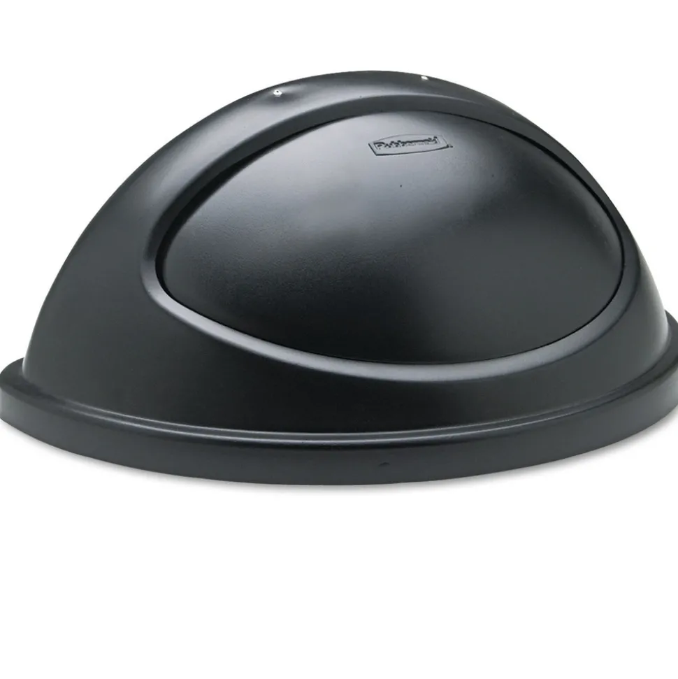 Rubbermaid Commercial 21.38 in. x 12.38 in. x 9.13 in. Untouchable Plastic Half-Round Lid - Black