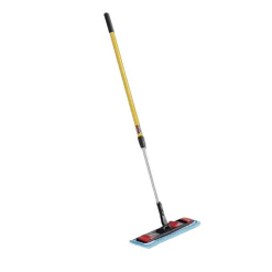 Rubbermaid Commercial 19.5 in. x 5.5 in. Microfiber Head 48 in. to 72 in. Aluminum Handle Adaptable Flat Mop Kit - Blue/Yellow