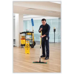 Rubbermaid Commercial 19.5 in. x 5.5 in. Microfiber Head 48 in. to 72 in. Aluminum Handle Adaptable Flat Mop Kit - Blue/Yellow