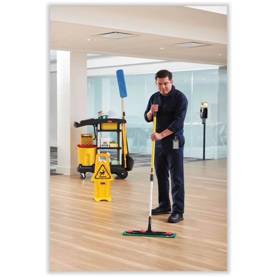 Rubbermaid Commercial 19.5 in. x 5.5 in. Microfiber Head 48 in. to 72 in. Aluminum Handle Adaptable Flat Mop Kit - Blue/Yellow