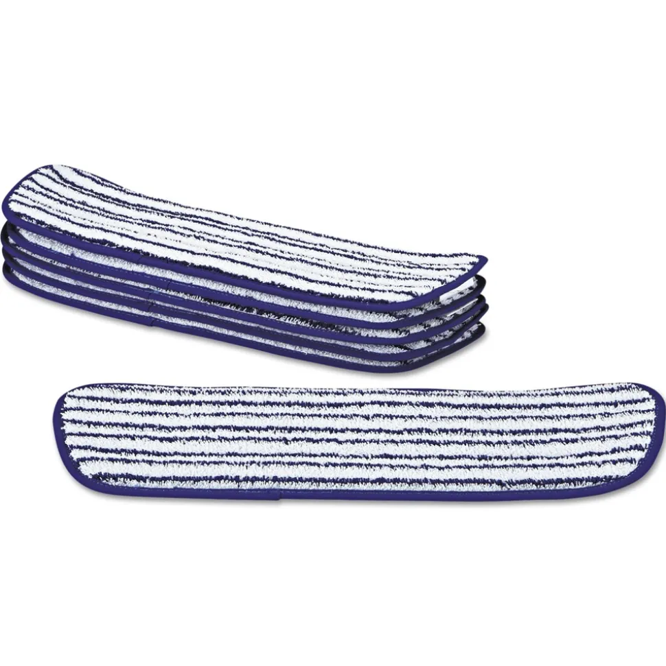 Rubbermaid Commercial 18 in. x 5.5 in. Microfiber Finish Pad - Blue/White (6/Box)