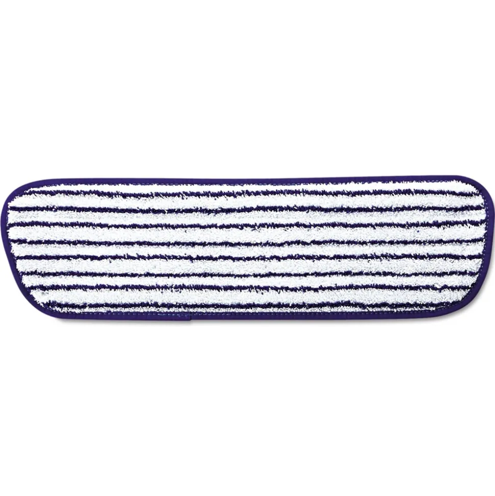 Rubbermaid Commercial 18 in. x 5.5 in. Microfiber Finish Pad - Blue/White (6/Box)