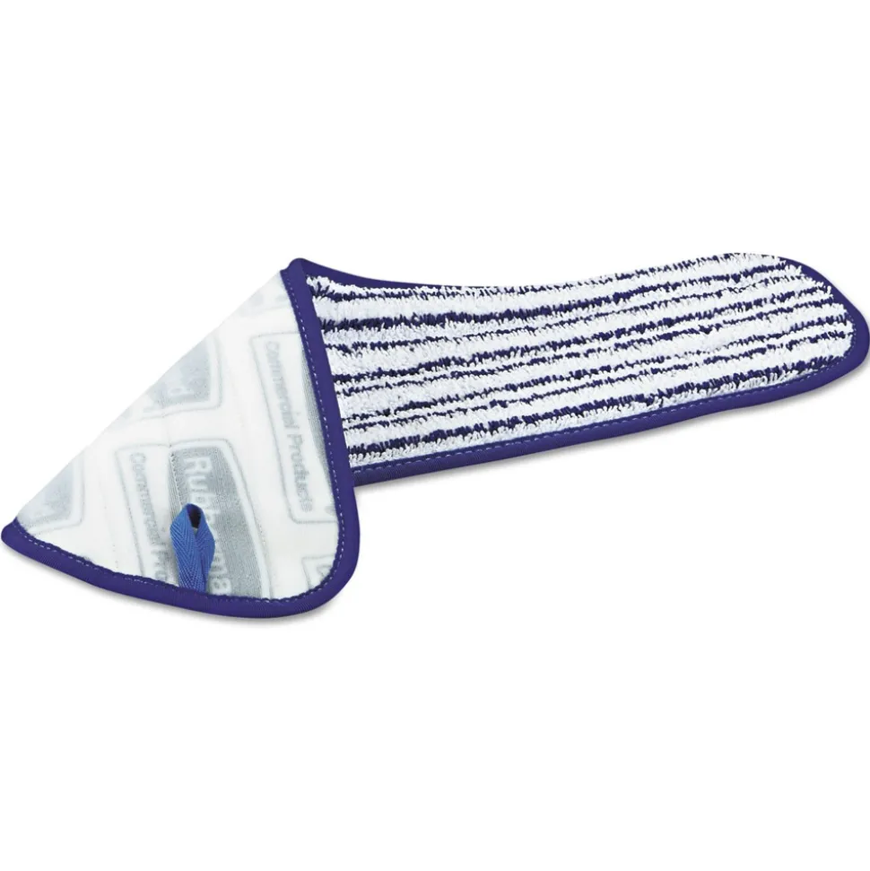 Rubbermaid Commercial 18 in. x 5.5 in. Microfiber Finish Pad - Blue/White (6/Box)