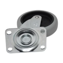 Rubbermaid Commercial 4 in. Wheel Swivel Mount Plate Non-Marking Plate Casters - Black/Gray/Silver