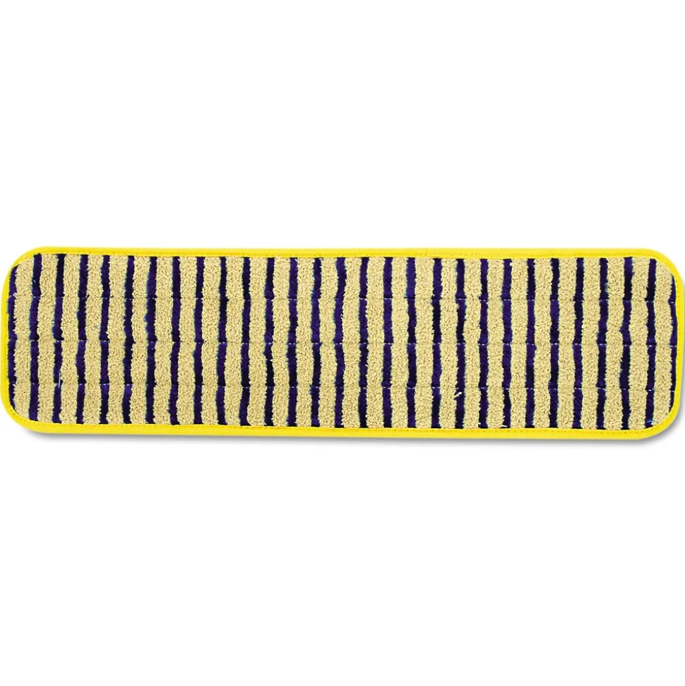 Rubbermaid Commercial 18 in. Vertical Polyprolene Stripes Microfiber Scrubber Pad - Yellow (6/Carton)