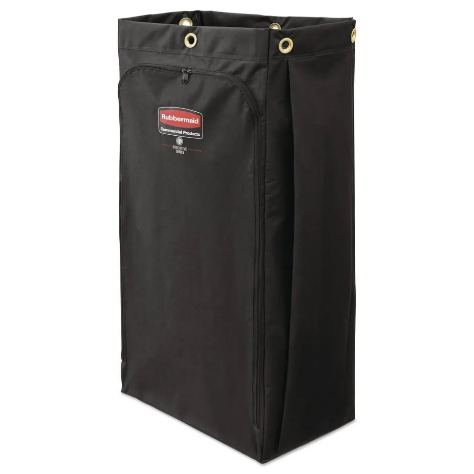 Rubbermaid Commercial 10.5 in. x 16.8 in. x 33 in. 30 Gallon Fabric Cleaning Cart Bag for Rubbermaid Commercial Housekeeping and Janitorial Carts - Black (4/Carton)