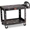 Rubbermaid Commercial 25.25 in. x 44 in. x 38.13 in. 500 lbs. Capacity 2 Flat Shelves Plastic Utility Cart - Black