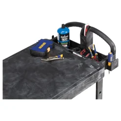 Rubbermaid Commercial 25.25 in. x 44 in. x 38.13 in. 500 lbs. Capacity 2 Flat Shelves Plastic Utility Cart - Black