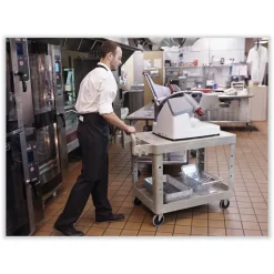 Rubbermaid Commercial 25.25 in. x 44 in. x 38.13 in. 500 lbs. Capacity 2 Flat Shelves Plastic Utility Cart - Black