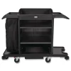 Rubbermaid Commercial 24.4 in. x 62.4 in. x 49 in. Full-Size 3-Shelf Housekeeping Cart - Black