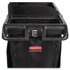 Rubbermaid Commercial 24.4 in. x 62.4 in. x 49 in. Full-Size 3-Shelf Housekeeping Cart - Black