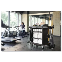 Rubbermaid Commercial 24.4 in. x 62.4 in. x 49 in. Full-Size 3-Shelf Housekeeping Cart - Black