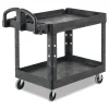 Rubbermaid Commercial 17.13 in. x 38.5 in. x 38.88 in. 500 lbs. Capacity 2 Lipped Shelves Heavy-Duty Plastic Utility Cart - Black