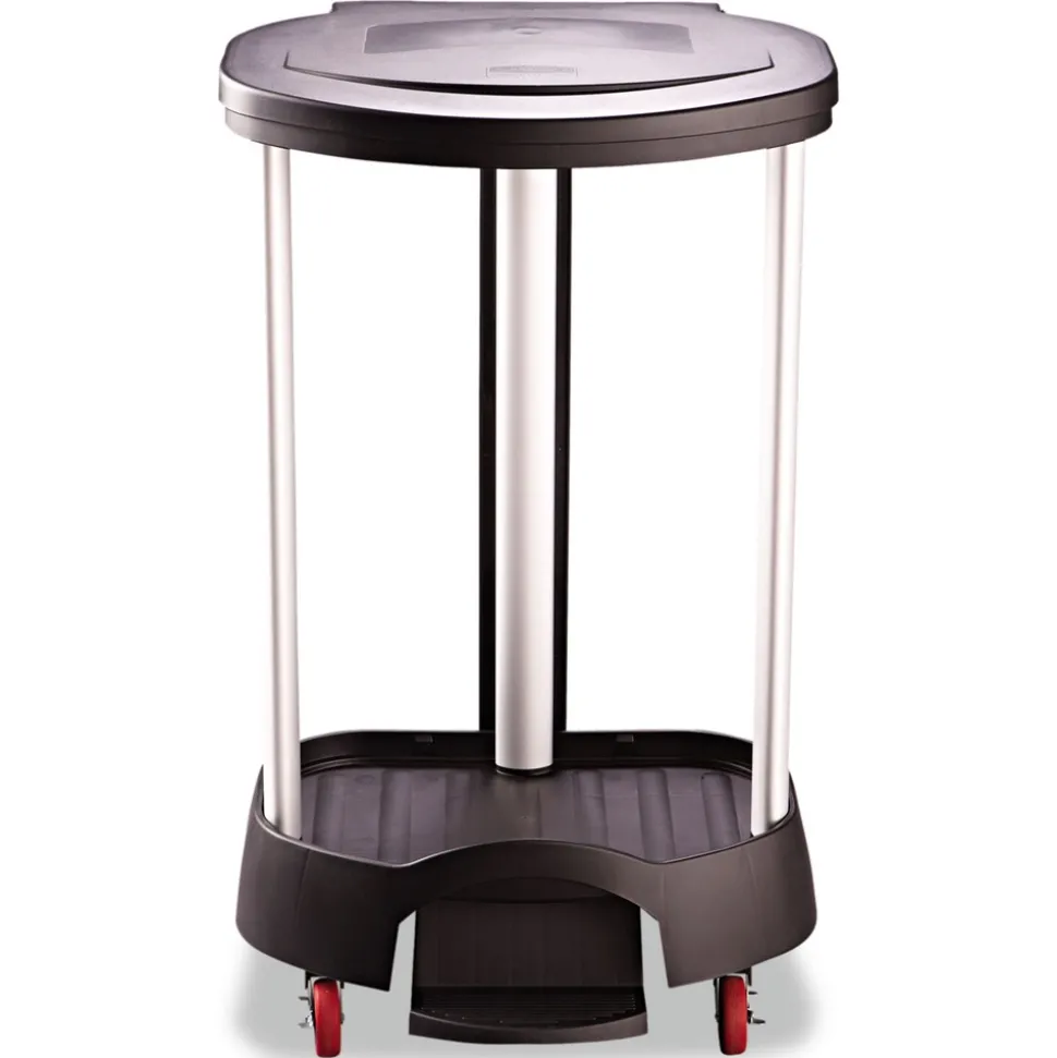 Rubbermaid Commercial 20.38 in. x 22.25 in. x 37.88 in. 30 Gallon Aluminum/Plastic Premium Step-On Linen Hamper - Black