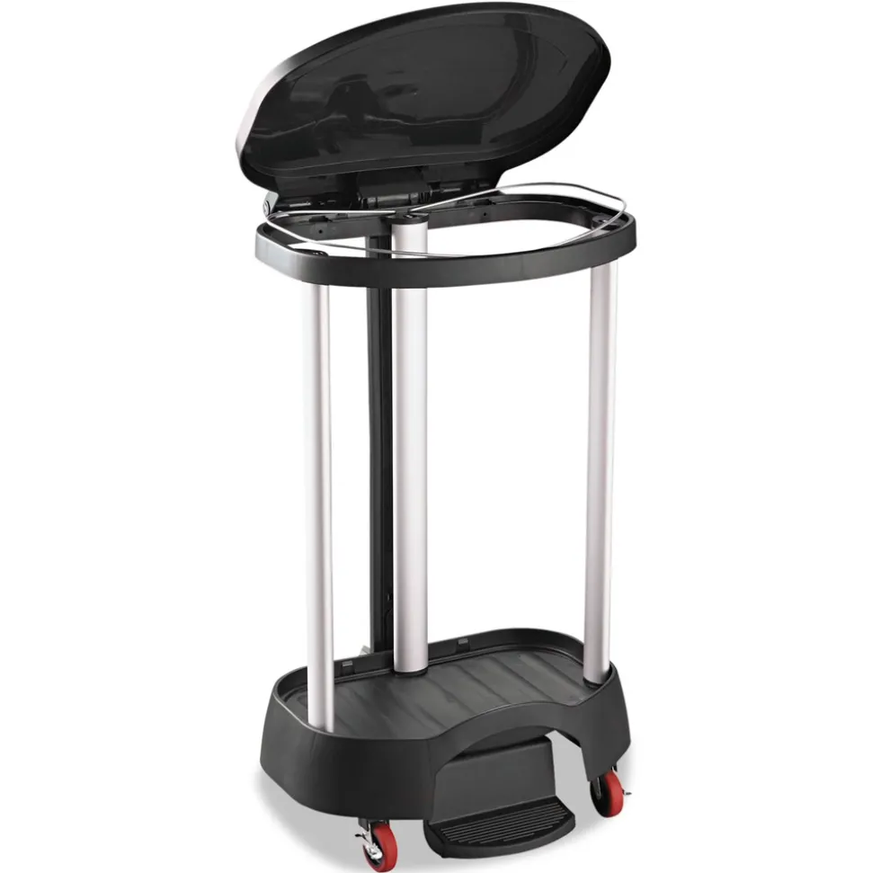 Rubbermaid Commercial 20.38 in. x 22.25 in. x 37.88 in. 30 Gallon Aluminum/Plastic Premium Step-On Linen Hamper - Black