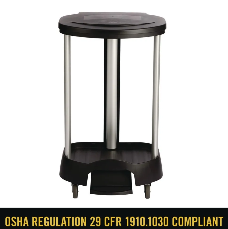 Rubbermaid Commercial 20.38 in. x 22.25 in. x 37.88 in. 30 Gallon Aluminum/Plastic Premium Step-On Linen Hamper - Black