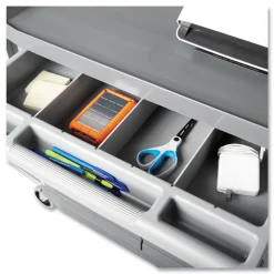 Rubbermaid Commercial 40.63 in. x 20 in. x 37.81 in. 300 lbs. Capacity 3 Shelves Plastic Xtra Instrument Cart with Locking Storage Area - Gray