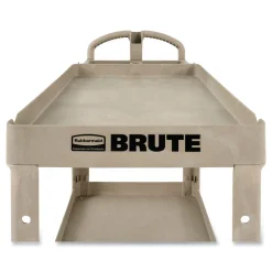 Rubbermaid Commercial 17.13 in. x 38.5 in. x 38.88 in. 500 lbs. Capacity 2 Shelves Plastic Heavy-Duty Utility Cart with Lipped Shelves - Beige