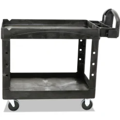 Rubbermaid Commercial 25.9 in. x 45.2 in. x 32.2 in. 500 lbs. Capacity 2 Lipped Shelves Heavy-Duty Plastic Utility Cart - Black