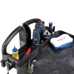 Rubbermaid Commercial 25.9 in. x 45.2 in. x 32.2 in. 500 lbs. Capacity 2 Lipped Shelves Heavy-Duty Plastic Utility Cart - Black